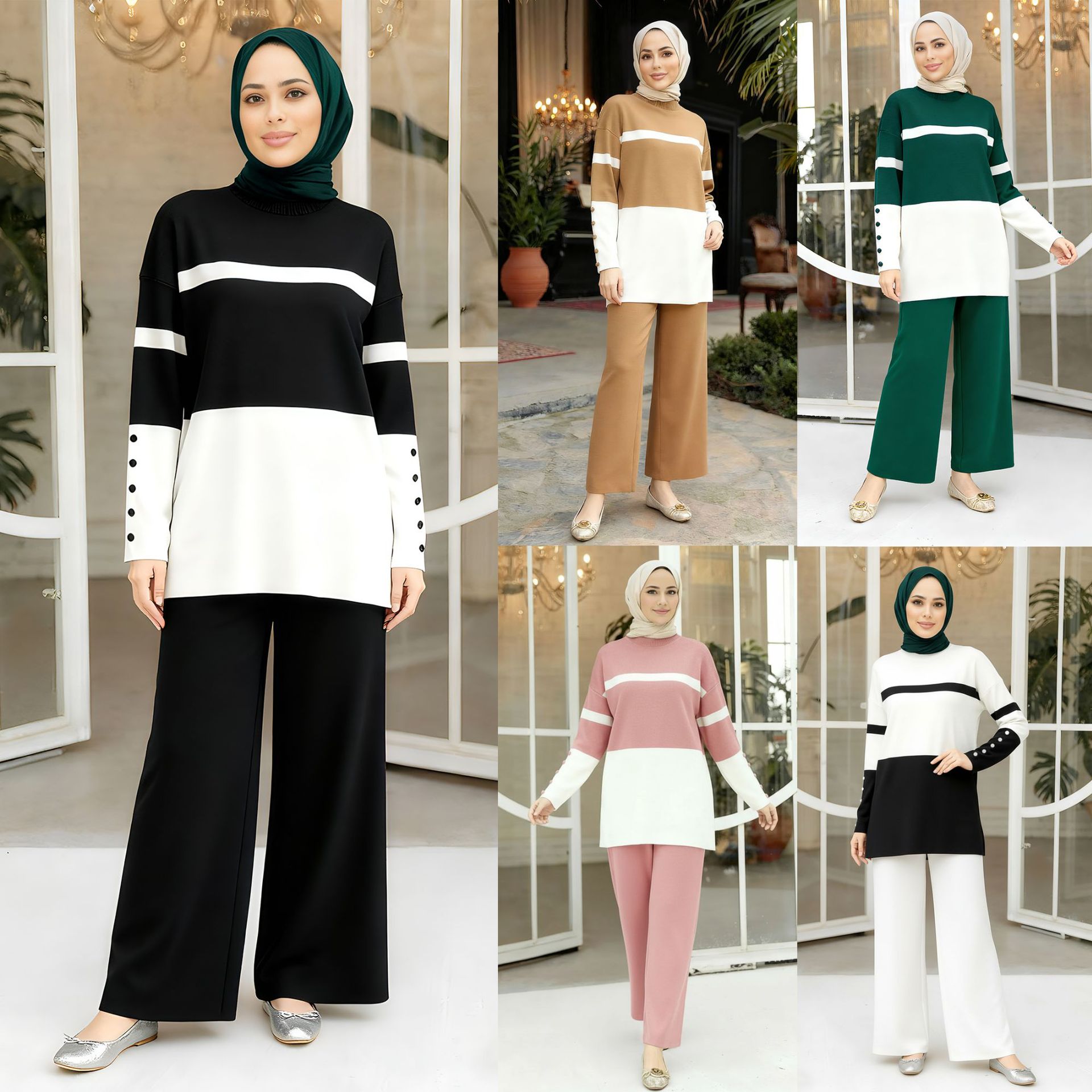 Jalabiya Women Arabic - Eid Women Knit Sweater 2 Piece