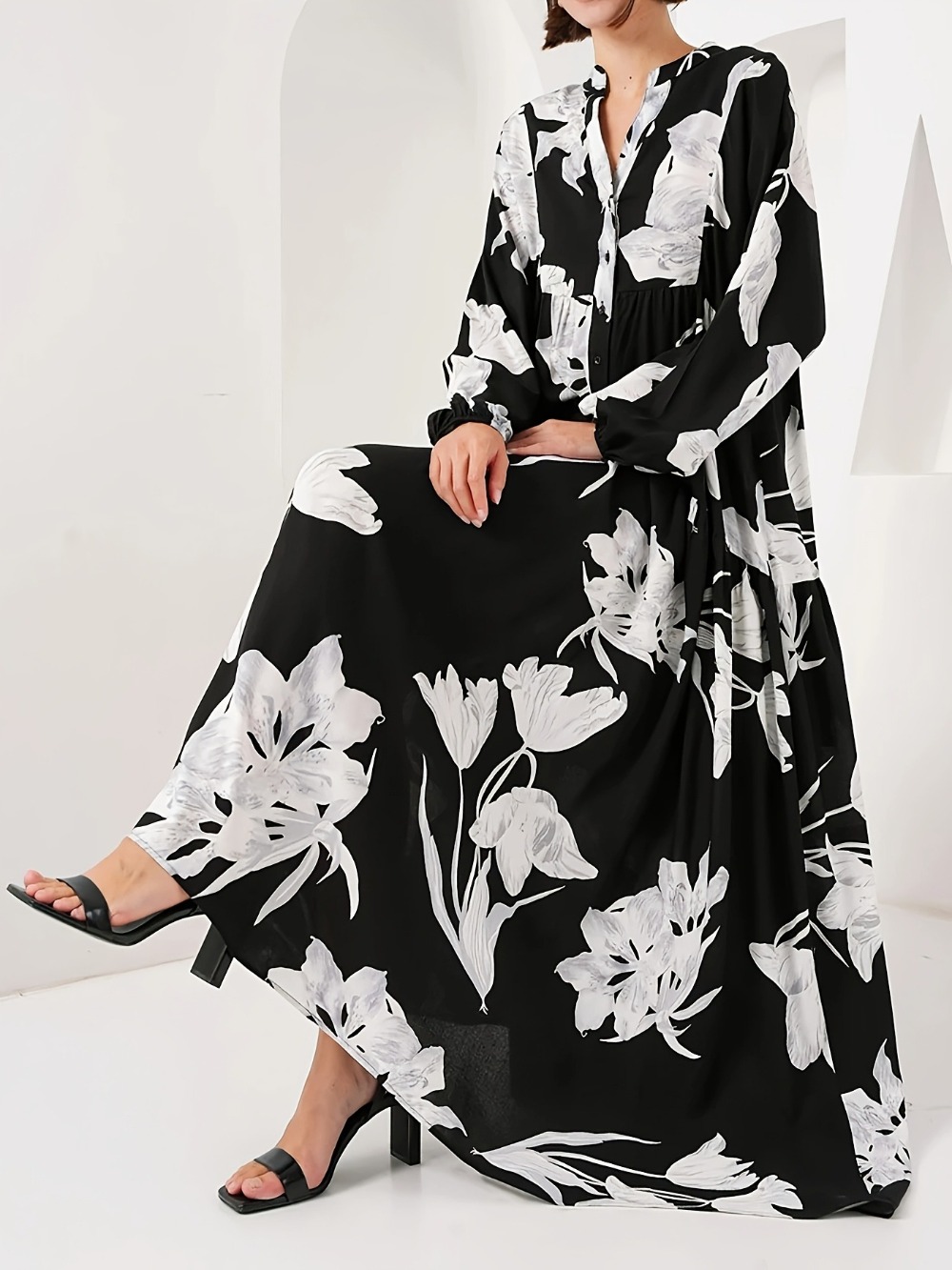 Jalabiya Women Arabic - Eid Women Dress Muslim Flower Print