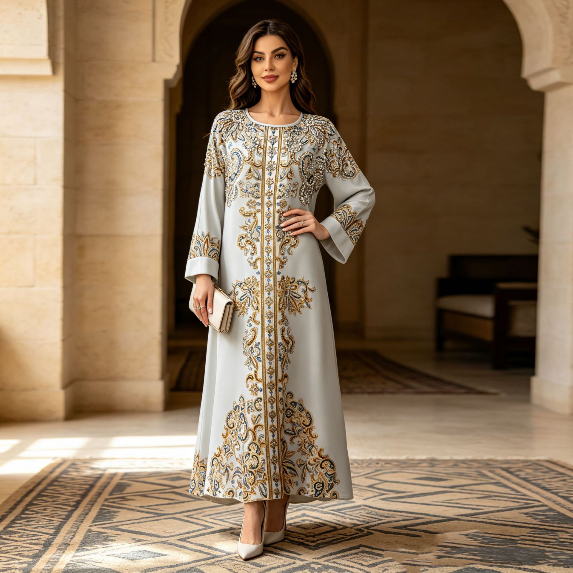 Eid Dress Women Abaya Print Dr - Jalabiya Women Arabic recension och pris