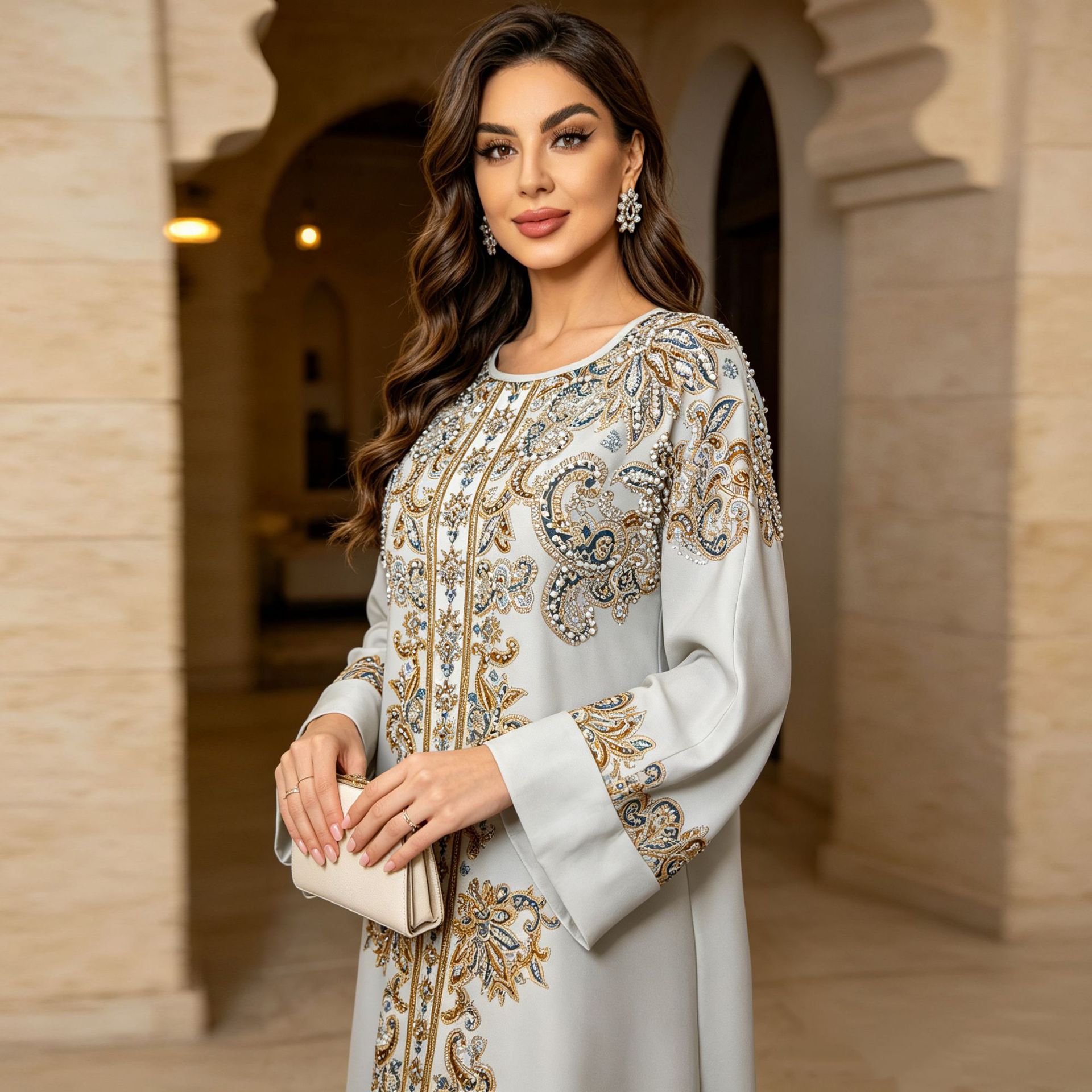 Eid Dress Women Abaya Print Dr - Jalabiya Women Arabic recension och pris